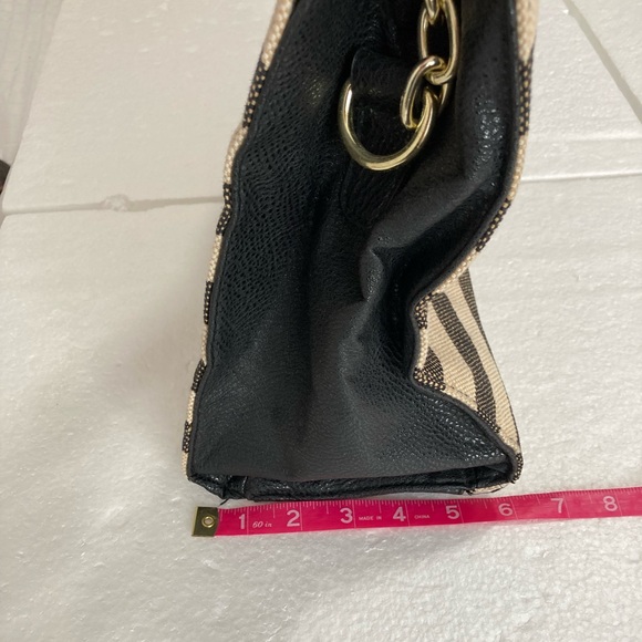 Striped Black and Tan Women's Handbag - Picture 9 of 10